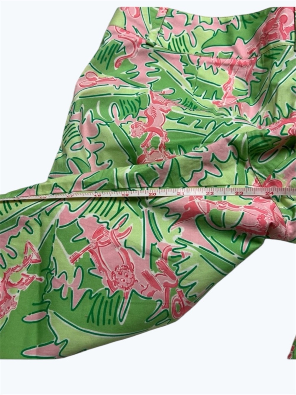Lilly Pulitzer Pink and Green Tropical Monkey Capri Pants    NWOT    size 10 - Picture 11 of 12